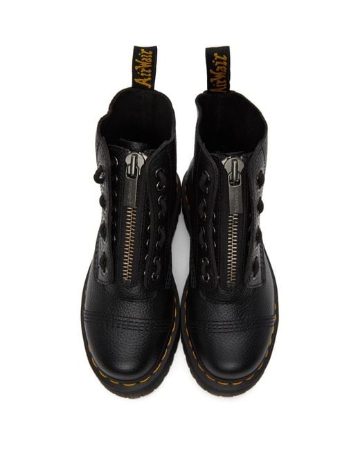 dr martens sinclair flatform zip leather boots in tumbled black