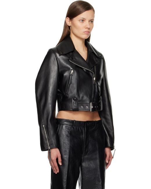Givenchy Black Cropped Cocoon Leather Biker Jacket