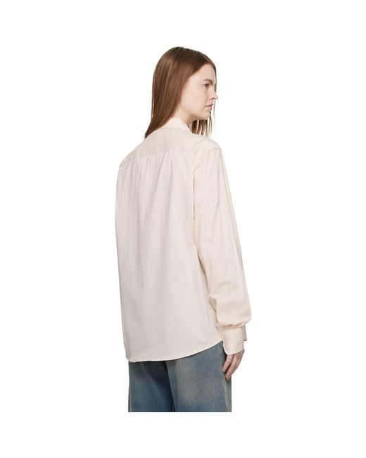 MM6 by Maison Margiela Natural Off- Poly Cotton Shirting Long-Sleeved Shirt