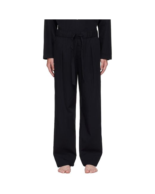 Tekla Black Striped Poplin Pyjama Pants for men