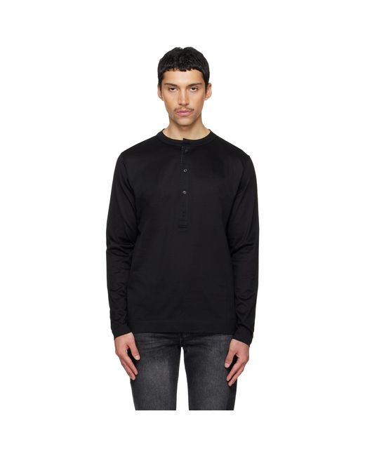 Paul Smith Black Ls Grandad Collar Henley for men
