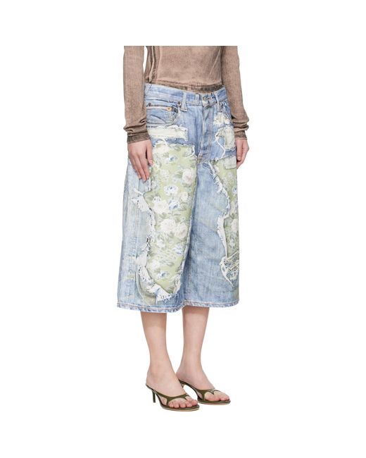 Acne Multicolor Trompe-L'Oeil Denim Shorts