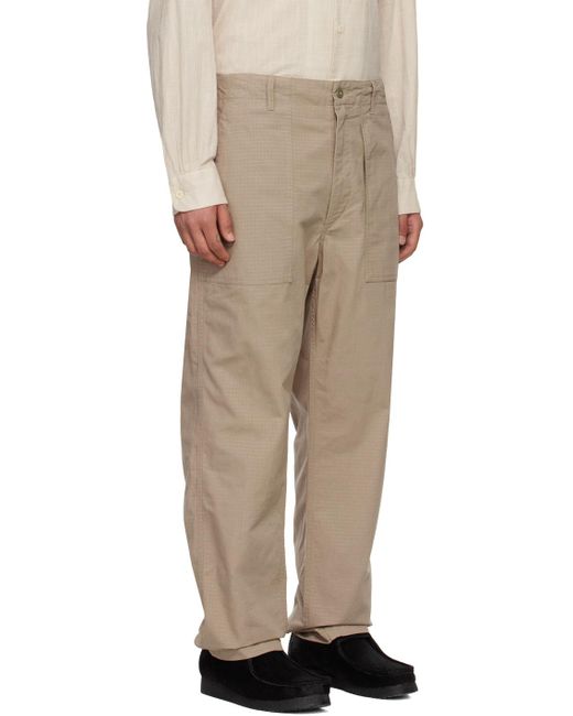 Engineered Garments Natural Tan Drawstring Trousers for men