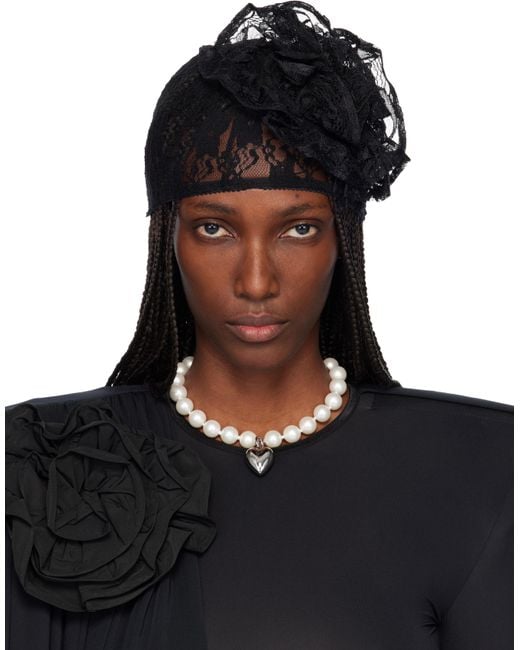 VAQUERA Black Lace Flower Beanie