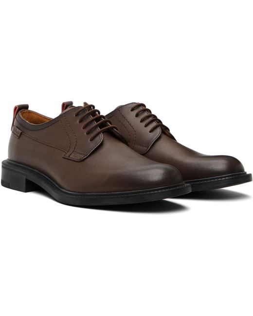 HUGO Black Grained Leather Derbys for men