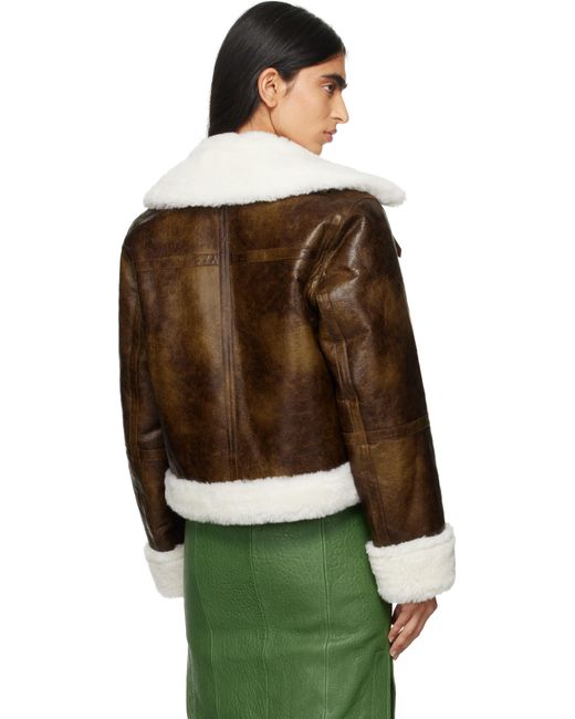 Stand Studio Green Off- Lorelle Faux-Shearling Jacket
