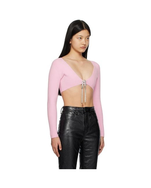 Alexander Wang Black Pink Cropped Cardigan