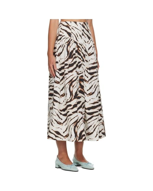 Ganni Black Off- & Zebra Cotton Maxi Skirt