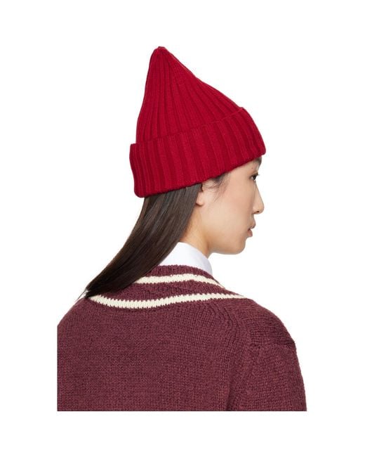 Moncler Red Wool Beanie
