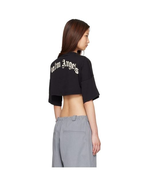 Palm Angels Black Back Curved Logo Mini T-Shirt