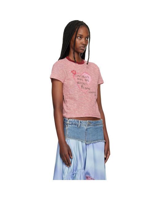 ANDERSSON BELL Multicolor Off- Heart Message Stripe T-Shirt
