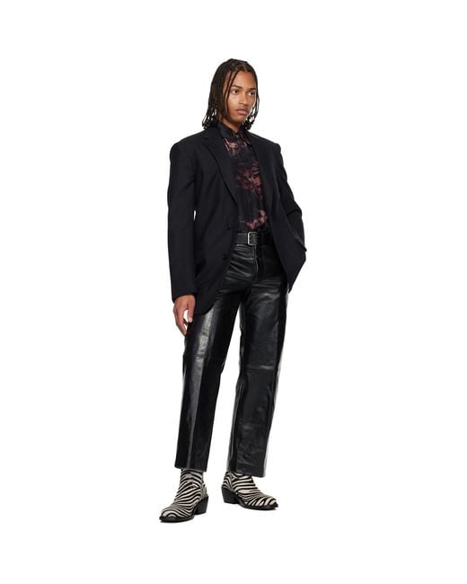 Dries Van Noten Black Herringbone Wool Blazer for men