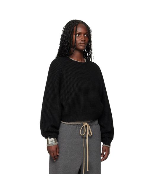 Fear Of God Black Holiday Heavy Waffle 90S Crewneck Sweater