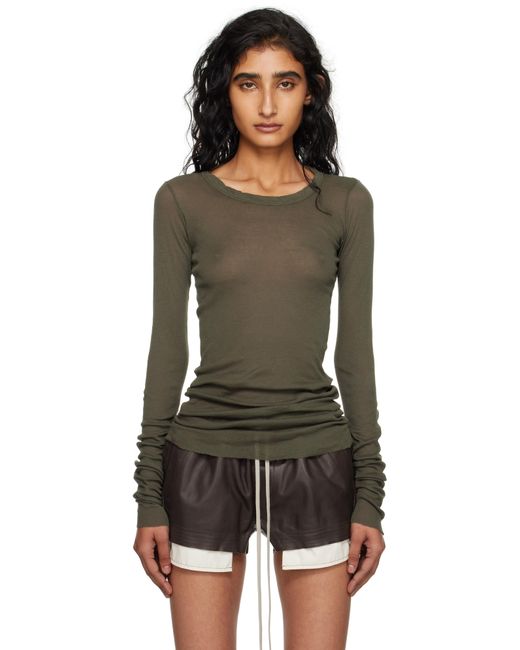 Rick Owens Black Khaki Concordians Mini Rib Ls T-Shirt