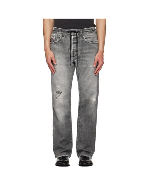 DIESEL Black Gray Relaxed 2080 D-reel Joggjeans 068us Jeans for men