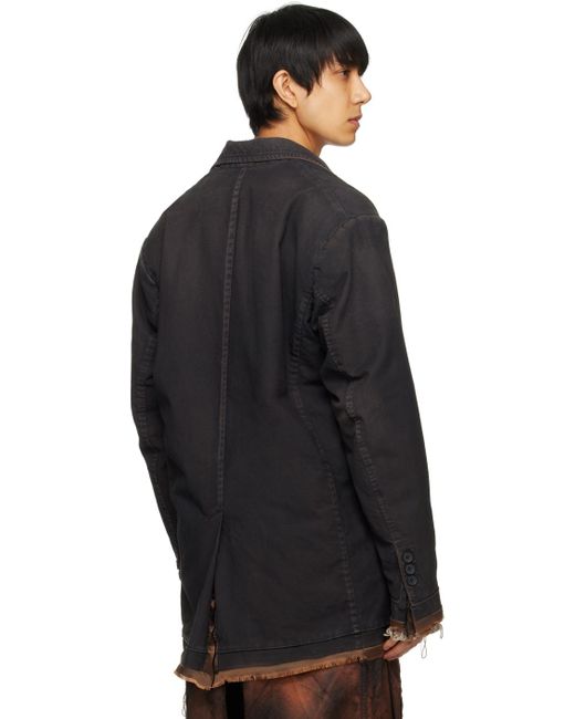 Maison Mihara Yasuhiro Black Frayed Denim Blazer for men