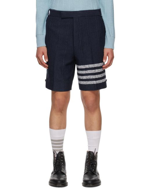 Thom Browne Blue Navy 4-bar Sack Shorts for men