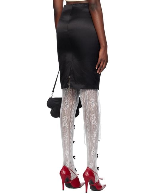 YUHAN WANG Black Lace Bow Midi Skirt