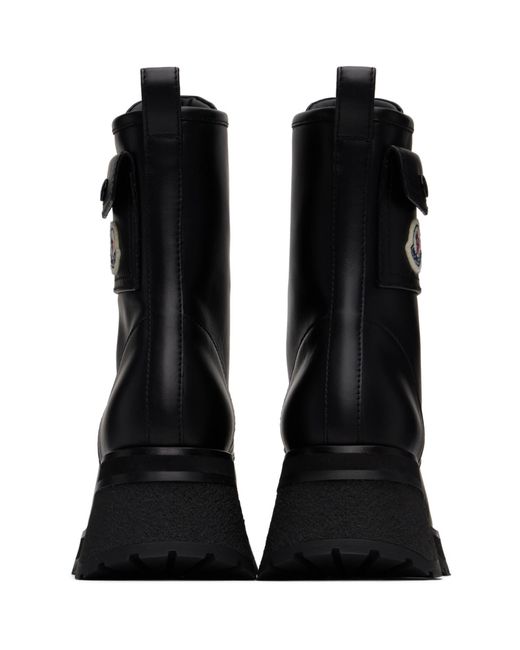 Moncler Black Gigi Leather Lace-Up Boots