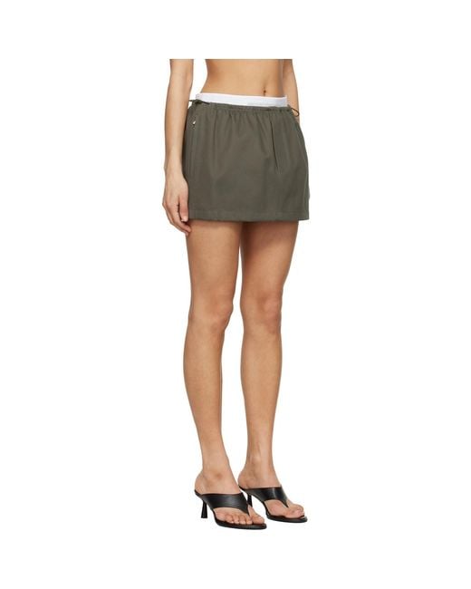 Alexander Wang Black Khaki Logo Elastic Mid-Rise Miniskirt
