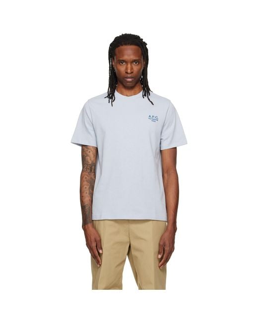 A.P.C. Blue Standard 'Rue Madame' T-Shirt for men