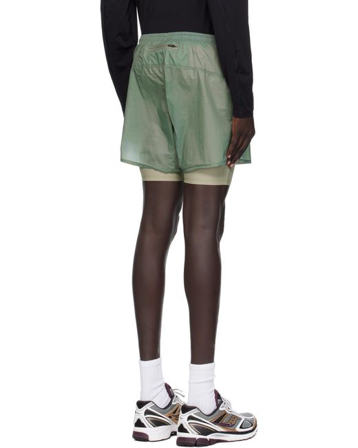 District Vision Green Ripstop Layered Trail Shorts for men