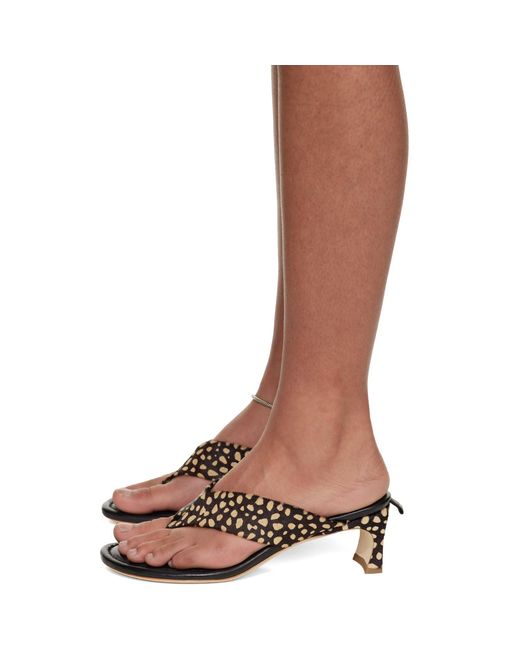 By Far Brown Dasha Cheetah Pony Hair Heeled Sandals