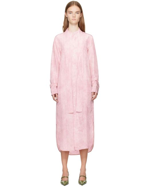 UMBER POSTPAST ピンク ナチュラル コチニールダイ シルク ミディアム シャツワンピース Pink