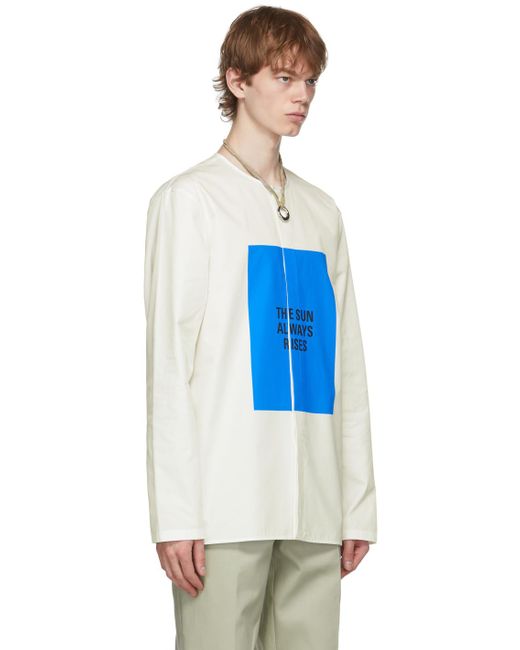 Chemise Blanche Et Bleue En Popeline Epaisse Coton Jil Sander Pour Homme En Coloris Bleu Lyst