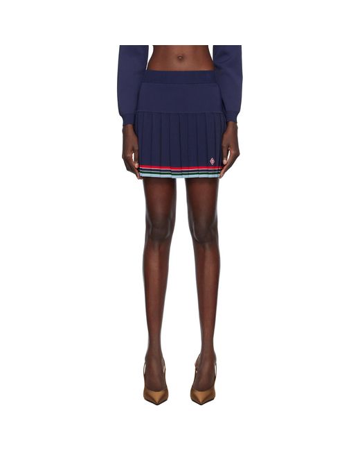 Casablanca Blue Baseball Pleated Miniskirt