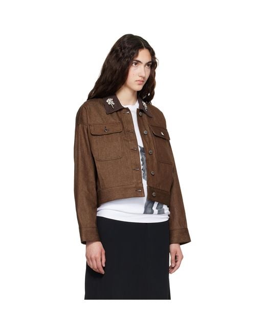 Simone Rocha Brown Cropped Utility Denim Workwear Jacket