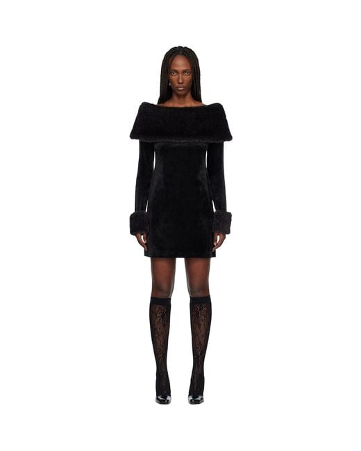 Anna Sui Black Stretch Velour Minidress