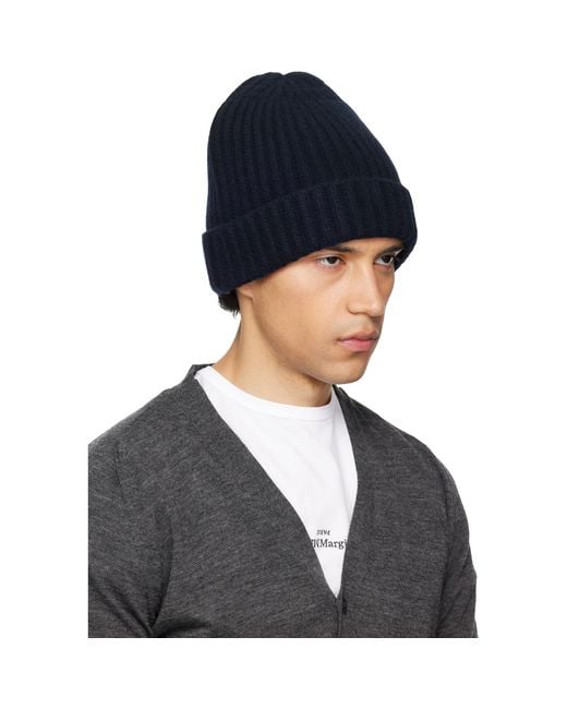 Maison Margiela Black Ribbed Beanie for men