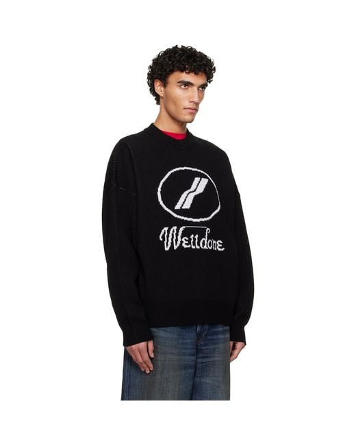 we11done Black Logo Jqd Sweater for men