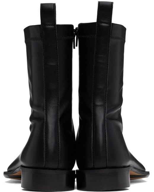 MM6 by Maison Martin Margiela Zip Leather Boots in Black for MM6 by Maison Martin Margiela Zip Leather Boots in Black for