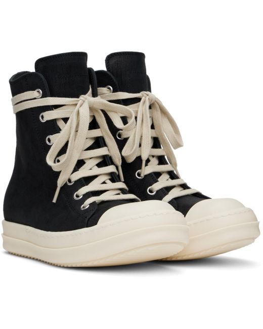 Rick Owens Black Sneaks High-Top Canvas Sneakers