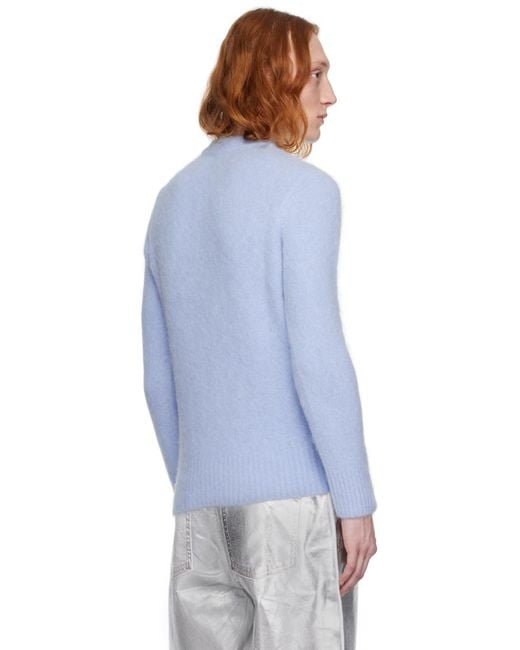 Ganni Blue Brushed Sweater for men