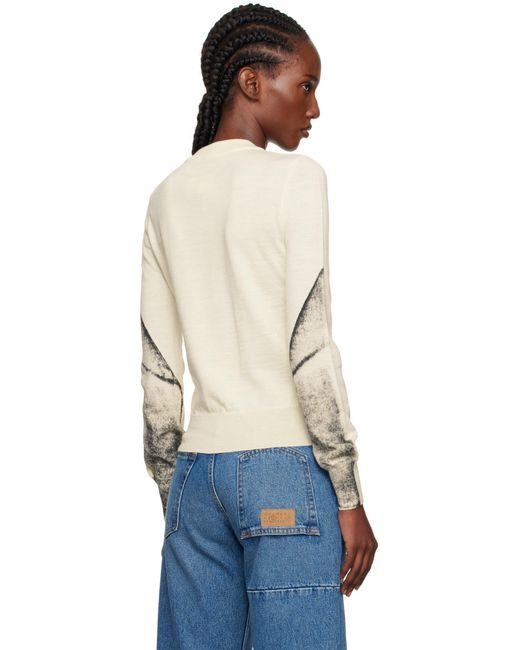 MM6 by Maison Martin Margiela Blue Off- Folded Printed Gauge 14 V-Neck Sweater