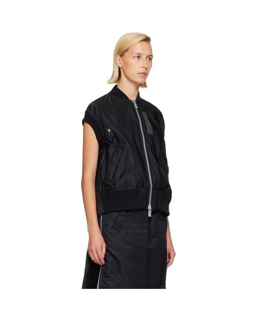 Sacai Black Nylon Twill Vest