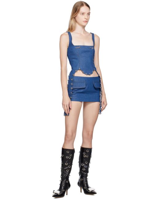 Lado Bokuchava Blue Ssense Exclusive Denim Miniskirt