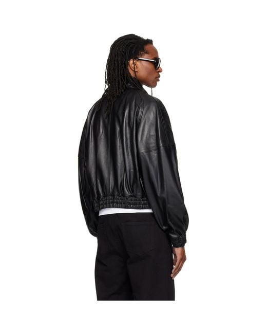 Lu'u Dan Black Blouson Leather Jacket for men