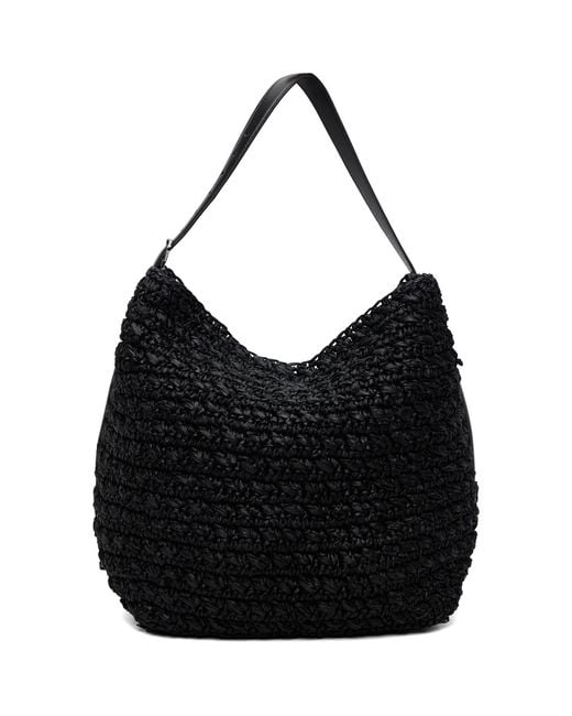 Totême Black Belted Raffia Tote