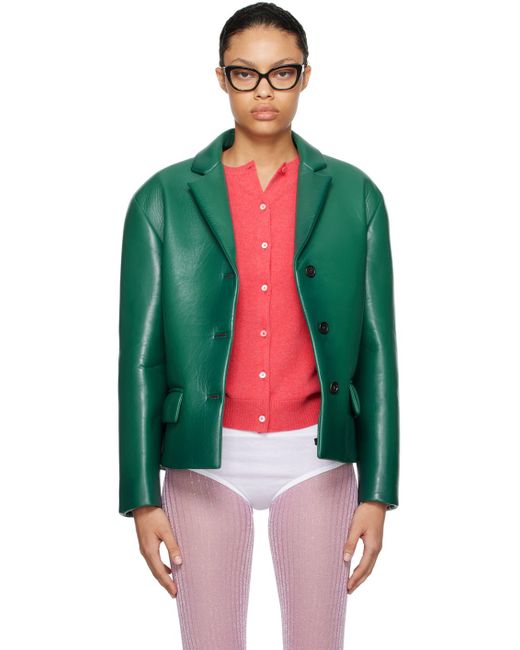 Miu Miu Green Padded Leather Jacket