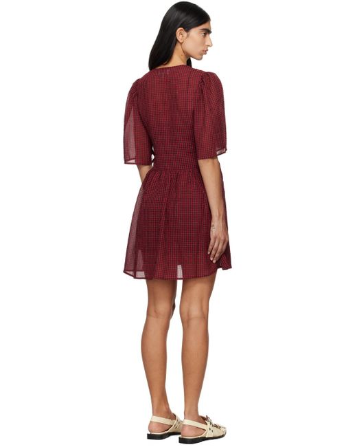 Ganni Tie String Wrap Minidress in Red | Lyst Canada
