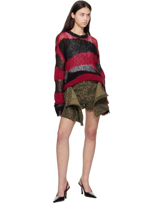 ANDERSSON BELL Black Khaki Leopard Wrap Skort