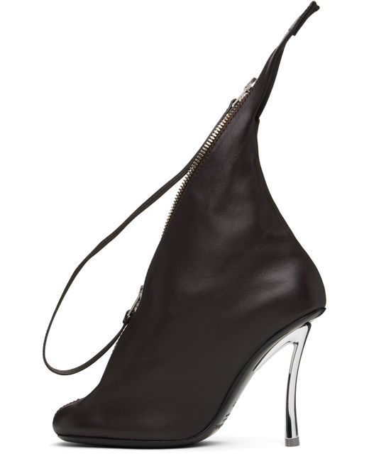 Acne Black Leather Zip Heels
