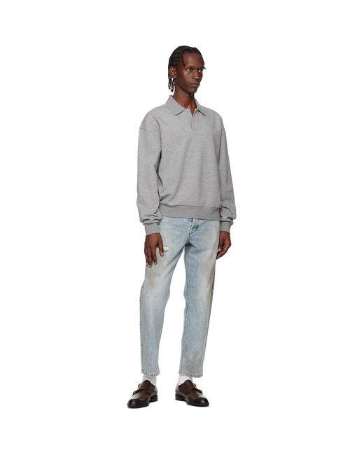 Boss Gray Open Placket Polo for men