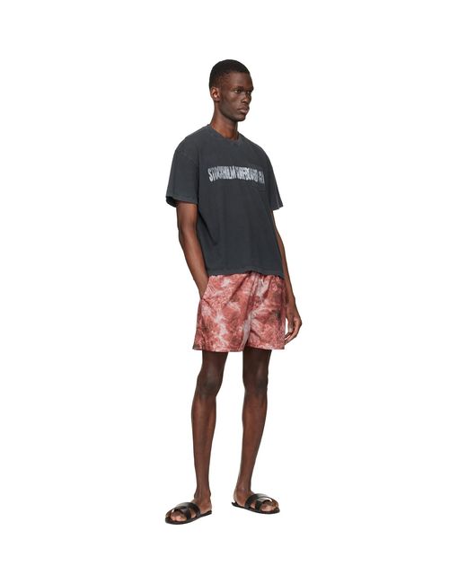 Stockholm Surfboard Club Pink Embroidered-Logo Swim Shorts for men