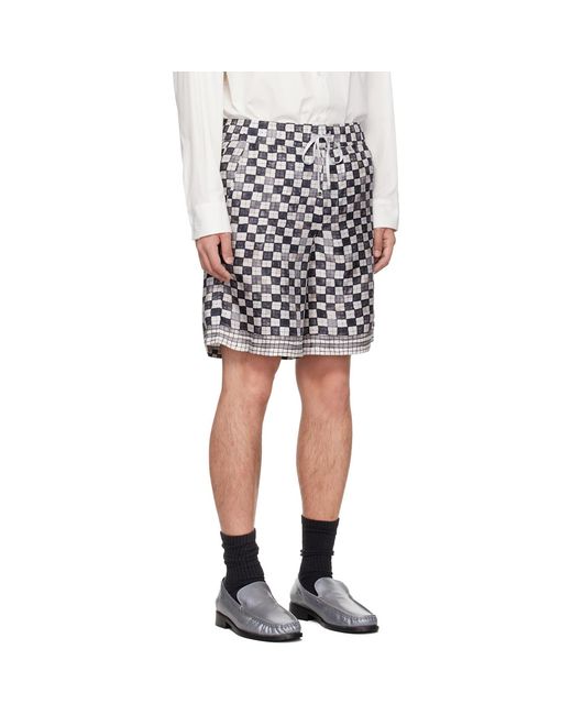 Amiri Gray Off- Ma Checkered Shorts for men