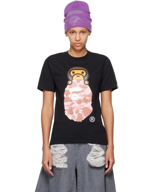 A Bathing Ape Black 1St Camo Milo On Ape Head T-Shirt